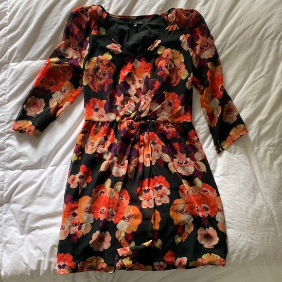Madewell Chiffon Multi Color Floral Mini Dress 4